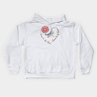 Dragonfly and Daisy Flower Heart Kids Hoodie